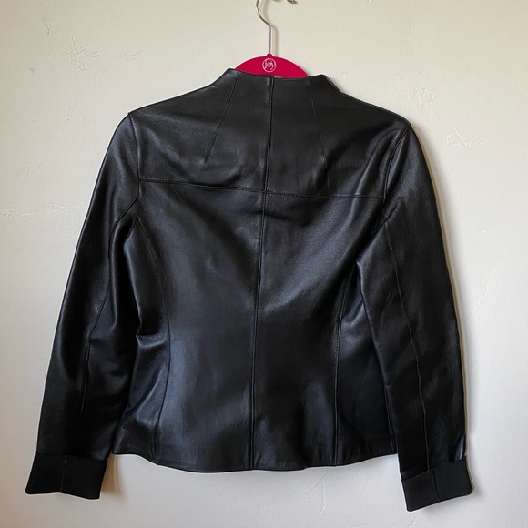 Theory • Cropped Lamb Leather Moto Style Jacket - Picture 5 of 5